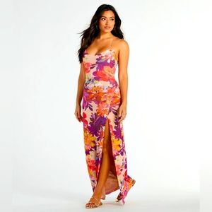 Lace Up Tropical Floral Maxi Dress| Size M| NWOT